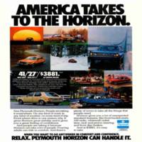 Plymouth Horizon advertisement in the July 1978 National Geographic magazine